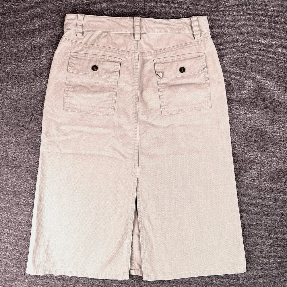 Vintage‎ Y2k GAP Skirts Womens 2 Beige A-Line Khakis Cargo Slitted Denim 28x25.5